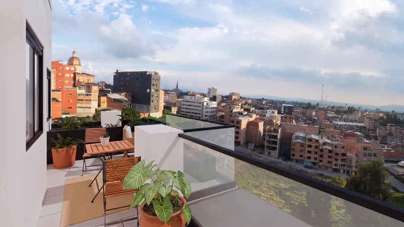 Terraza del apartamento 601 con vista a Santa Rosa de Osos y las montañas